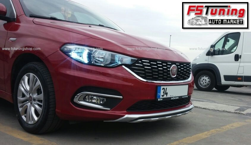 Autogp Fiat Egea Difüzör Seti Ön Ve Arka Takım Çift Çıkış Gri