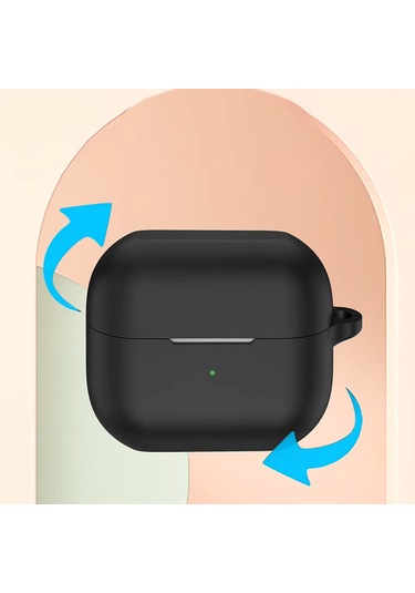 Huawei Freeclip 2 Kulaklık Uyumlu Mat Silikon Kılıf + Kanca Siyah