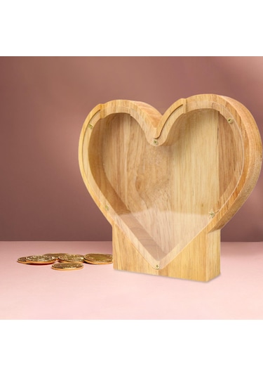 Dolıty Ahşap Kumbara Kalp Şeklinde Çocuk Zanaat Iyi Davranış 18x2.8x16cm