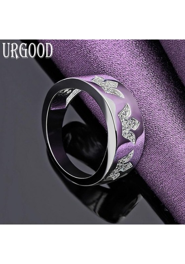 925 Ayar Gümüş Taç Aaa Zirkon Yüzük Hediye Moda Takı