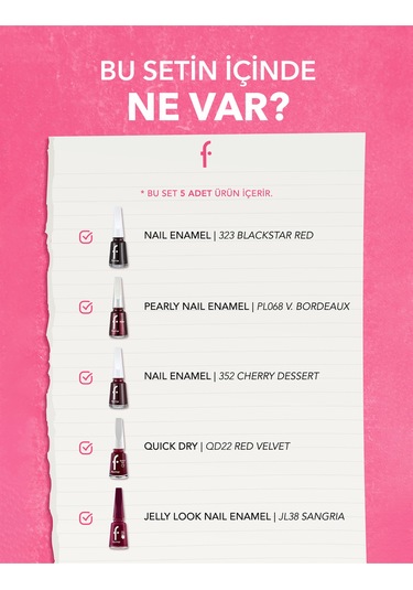 Black Cherry Nails Mürdüm/bordo Tonlu 5'li Oje Seti SET163