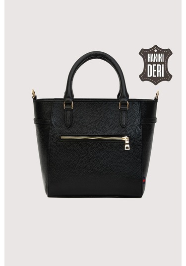 Hakiki Deri Kadın El Çantası Siyah Smr7922 Siyah