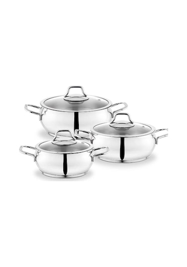 Schafer Cookhaus 6 Parça Gümüş Çelik Tencere Seti - Çelik
