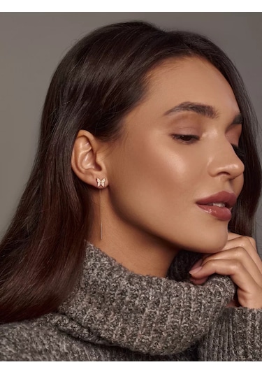 Marıola Uzun Sarkıtlı Küpeler Gümüş 925 Kelebekler 229658619 Altın