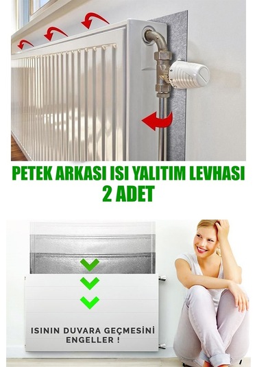 2 Adet Petek Kalorifer Radyatör Arkası Folyolu Plaka Isı Yalıtım