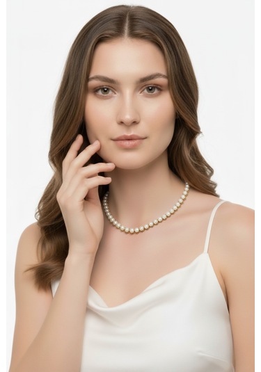 Dört Tırnaklı Doğal İnci Gerdanlık 5 Mm Sarı