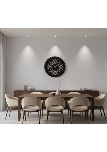 Nexus Modern Ahşap Duvar Saati 45 Cm Siyah Renk