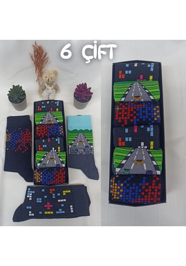 Garanti Çorap Eğlenceli Desenli Unisex Soket 6 Lı 16a Çok Renkli
