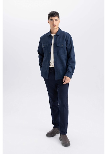 DeFacto Regular Fit Polo Yaka Süet Gömlek Ceket D3379AX25SPNV256