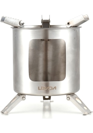 Kosona 201 Çelik Güneşli Odun Fırını, Kamp, Yürüyüş, Piknik İçin Dışarıda Pişirme, Yakıt Gerektirmeyen 16x16x17cm Gümüş