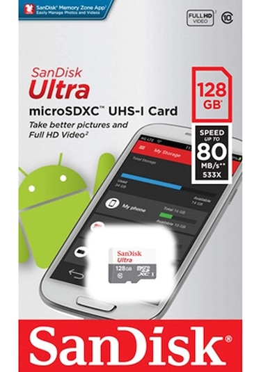Sandisk Ultra SDSQUNS-128G-GN6MN 128 GB MicroSDXC Class 10 UHS-I Hafıza Kartı