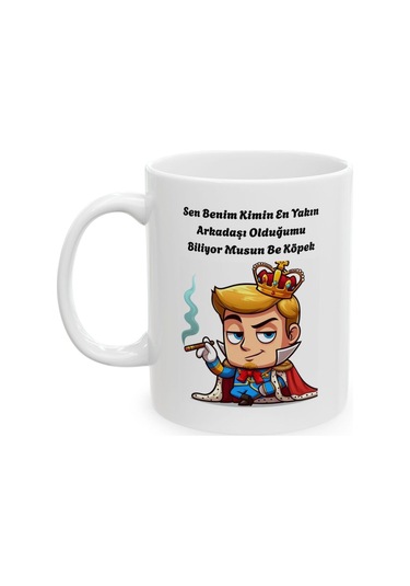 En Yakın Arkadaş Baskılı Porselen Beyaz Lüks Kupa Bardak Beyaz