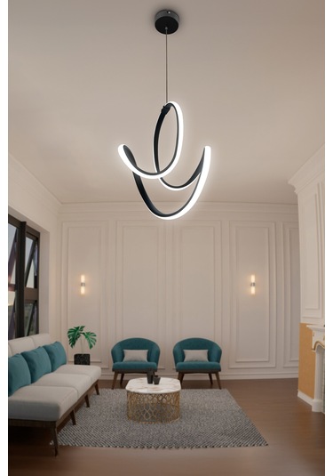 Badem Topsuz Modern Koridor & Oturma Odası Sarkıt Avize - - Kumandalı / Krom Krom