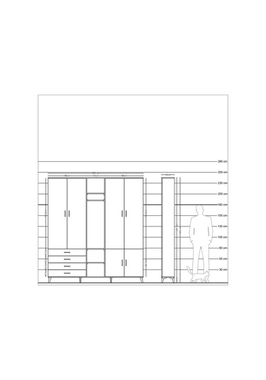 Arges Dolap 14 Raflı 4 Çekmeceli Tek Askılı 220x30x243 Çam-çam/çam Atlas Çam/atlas Çam