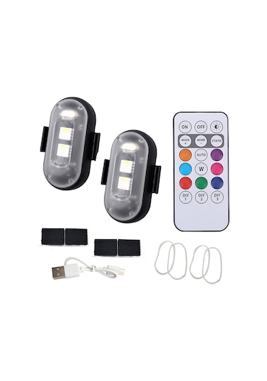 Evrensel Led Uyarı Işığı Çok Renkli Stroboskop Işığı Motosiklet Güvenlik Işığı Bisiklet Yanıp Sönen Işıklar Ip65 Su Geçirmez Uzaktan Kumandalı Siyah