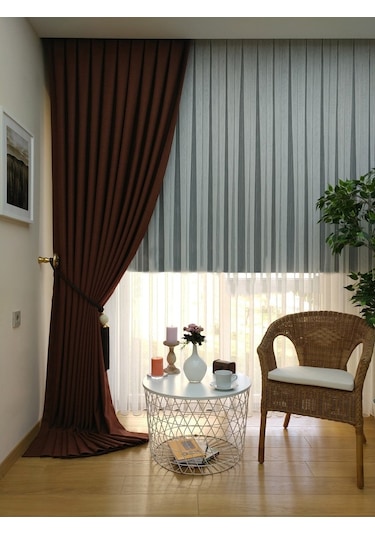 Evdepo Home Keten Sütlü Kahve Fon Perde Tek Kanat Sütlü Kahverengi