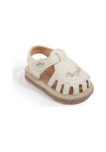 Maoyaya Pu Deri Yumuşak Taban Lale İşlemeli Bebek Yürüme Sandaleti - Bej Renk, 16-20 Beden Bej Bej