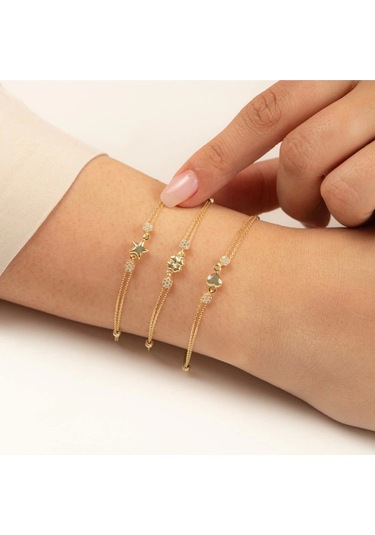 Çgk Çiğdem Gürel Kuyumculuk Çıtır Yıldız Altın Bileklik Çok Renkli