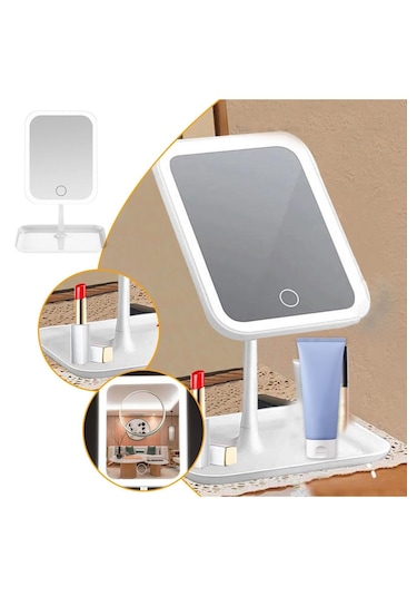 Işıklı Makyaj Aynası Şarjlı 3 Renk Beyaz Işık Gün Işığı Ve Sarı I