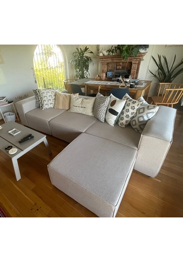 Mode Soft Köşe Koltuk Takımı 4 Modül Bej Keten 05 Kumaş Daireniz