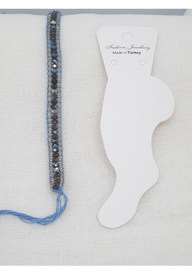 Glamglamour Çekoslavak Kristali Dokuma Kadın Halhal Mavi