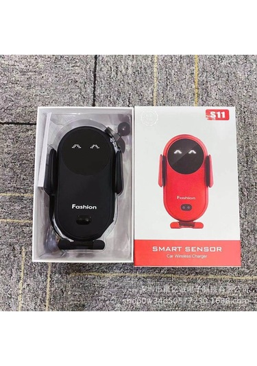 Yifomall Siyah Akıllı Kızılötesi Algılama Otomatik Araç Telefon Tutucu Ve Kablosuz Şarj Ünitesi - S11 Modeli Zarif Paket İçerir