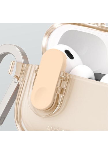 Airpods Pro 2 Kılıf Amazingthing Magnetik Kilit Tasarımlı Minimal Serisi Kılıf Desert Titanyum
