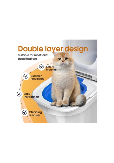 Mufunye Evrensel Tekrar Kullanılabilir Kedi Tuvalet Eğitim Seti Çift Katmanlı Tuvalet Oturağı Kedi Eğitim Sistemi