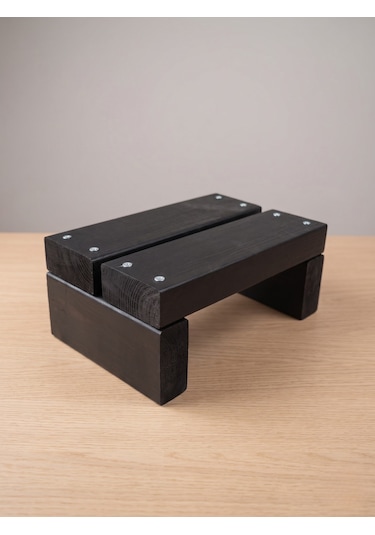 Nest Woodtr Doğal Ahşap Tek Katlı Basamak Tabure Yükseltici 30x25x15cm 1adet Siyah - Siyah