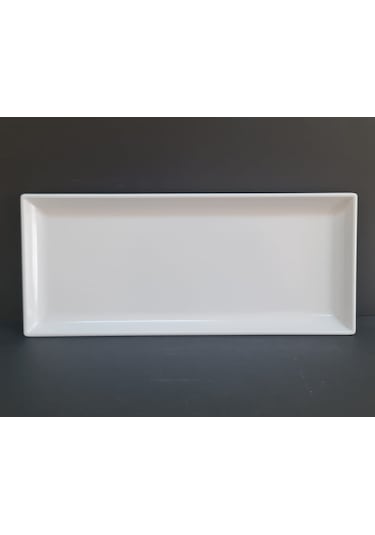 2 Adet Standart Melamin Kayık Tabak Sunum Tabağı 38x16 Cm - Beyaz Beyaz