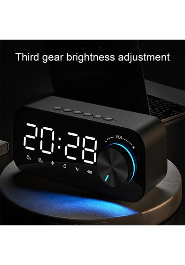 Hangfox Beyaz Bluetooth 5.0 Hoparlör - Led Alarm Saati, 10m Bağlantı, Usb Şarj, 1200mah Pil, Tf Kart Desteği