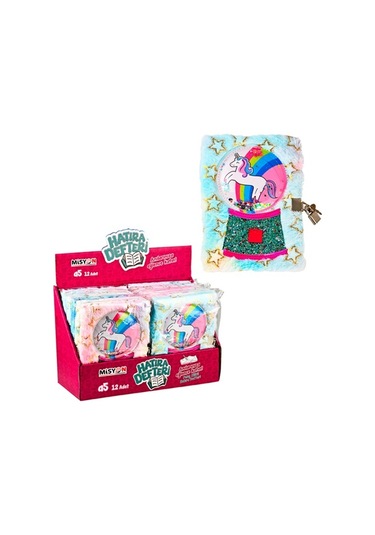Peluş Hatıra Defteri Kilitli Unicorn Sulu Yıldız