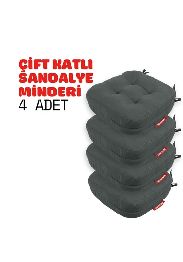 Xpermate 4'lü Çift Kat Sandalye Minderi 42x42x8 Antrasit