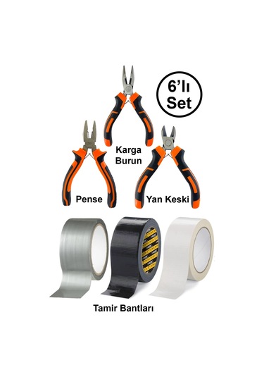 Mini Takı Bijuteri Hobi Karga Burun Yan Keski Pense Çok Amaçlı Siyah Beyaz Gri Tamir Bandı Seti