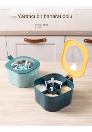 Ganzhoushop Set Mutfak Kutusu Kombinasyonu Ev Baharatlık Baharat Ambition 2'li Ms Pratik Saklama Çözümü Mavi