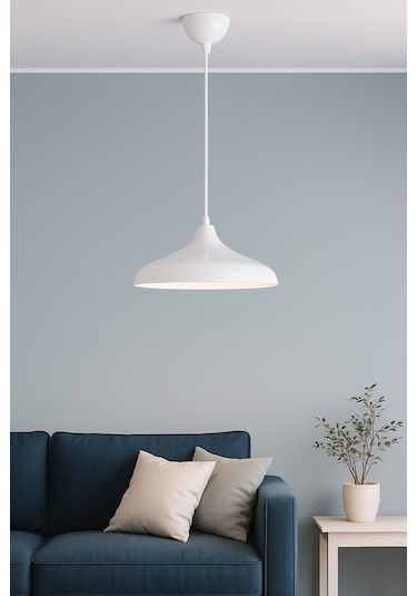 Nil Beyaz Renk Özel Tasarım Modern Dekoratif Cafe Sarkıt Cafe - Mutfak Tekli Avize Beyaz