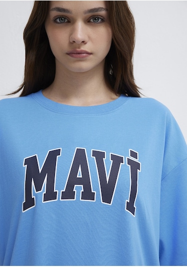 Mavi - Mavi Logo Baskılı Mavi Tişört 1600843-91478 Mavi