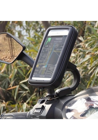 Xuweiwei Her Türlü Telefona Uygun Motosiklet Gidon Tutucu Dikiz Aynası Yağmurluklu 360 Derece Döner Büyük Boy -