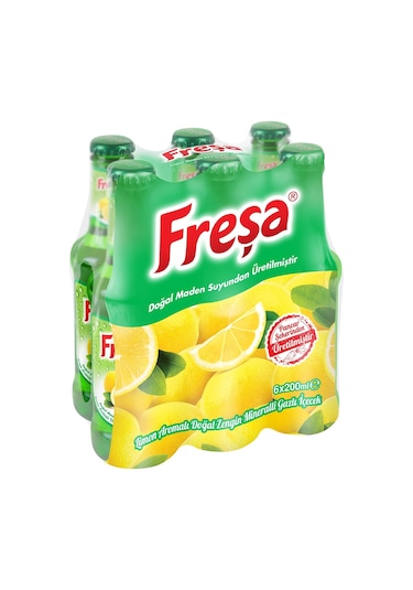 Freşa Limon Aromalı Doğal Zengin Mineralli Gazlı İçecek 4'lü 6 x 200 ML