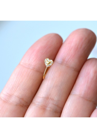 Gold Renkli Gümüş Delik Gerektirmeyen Sıkıştırmalı Kalp Hızma Sarı