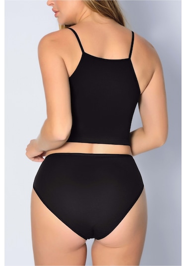 Penye Likralı Bikini Siyah