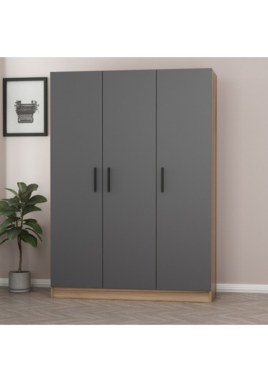 Minar Kale 3 Kapaklı 2 Ç Dolap Dore Antrasit 190cm