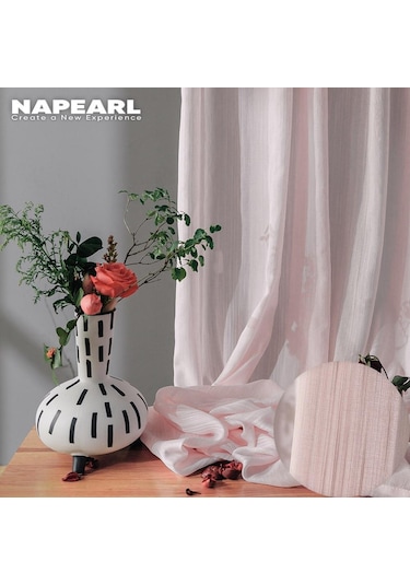 Pembe 1 Adet Napearl Modern Avrupa Tarzı Zarif Örtü Tül Perdeler Yatak Odası Yumuşak Dokulu Tül Sırf Perde Oturma Odası İçin W100cm X L250cm