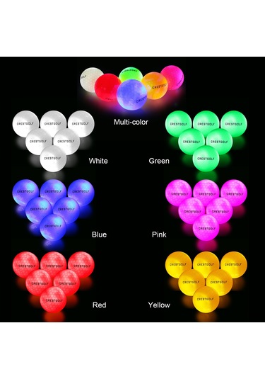 Qingmipy 6 Adet Golf Işık Topu Led Aydınlatmalı Yüksek Elastik Antrenman Ve Maç Topları Çeşitli Renkler Çok Renkli