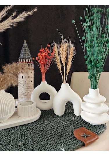 Minimal 3'lü Vazo Vazo Seti Özel Günler Için Çoklu Paket 5 Set, 15 Parça Vazo Içerir Çok Renkli