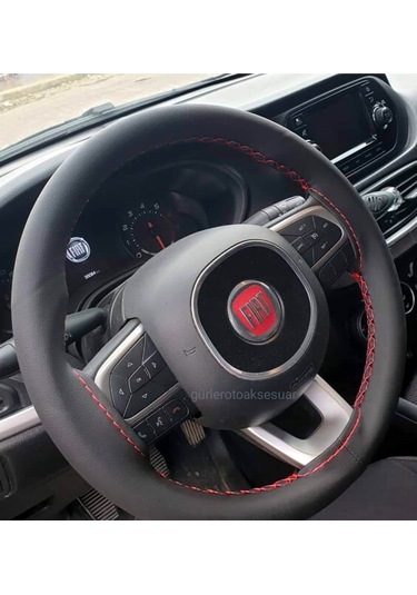 Fiat Doblo 2010 Direksiyon Kılıfı Dikme Soft Kırmızı Ipli (11Cm)