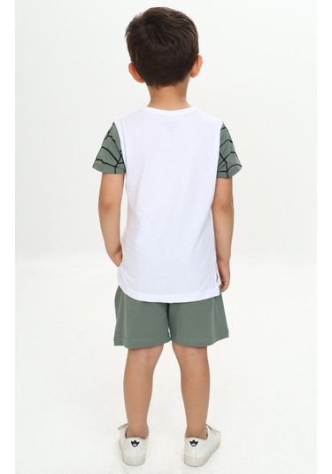 Toontoy Erkek Çocuk Örümcek Detay Baskılı Şortlu Takım Yeşil