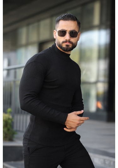 3'lü Paket Yarım Boğazlı Erkek Kazak Siyah