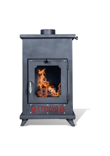 Etinova Eti-k5 Küçük Üç Tarafı Camlı Fırınsız Şömine Tipi Pelet Soba