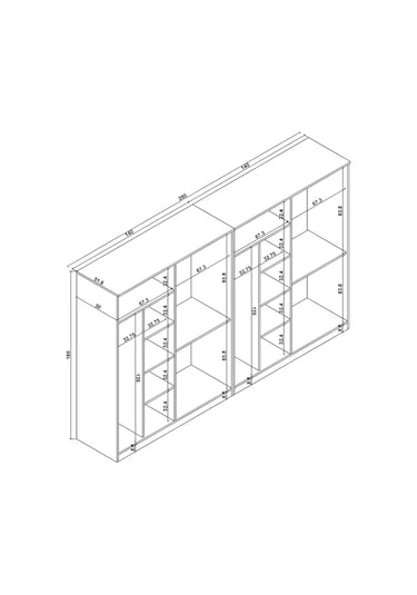 Kardelen Serisi Mat Beyaz 8 Kapaklı 10 Raflı 280 Cm Elbise Dolabı - Gardırop Seti Beyaz